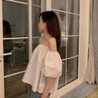 Elbow-sleeve Off-shoulder Top White - One Size