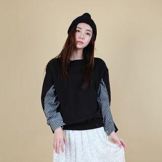 Drop-shoulder Striped-detail Top