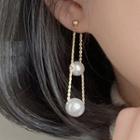 Faux Pearl Chained Alloy Dangle Earring