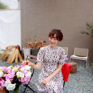 Tie-waist Floral Print Maxi Dress