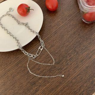 Safety Pin Alloy Choker X647 - Neckalce F - One Size