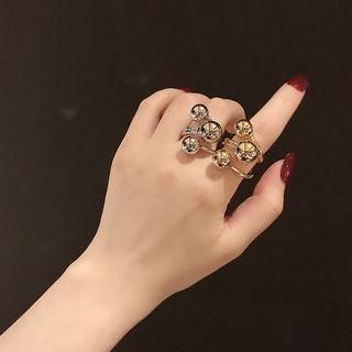Alloy Bead Layered Open Ring