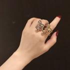 Alloy Bead Layered Open Ring