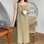 Spaghetti Strap Tie-strap Open-back Midi Dress