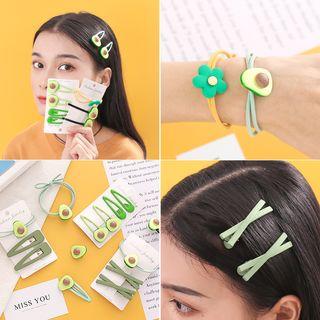 Set: Resin Avocado Hair Pin / Hair Tie (assorted Designs)