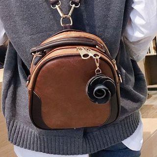 Color Block Mini Faux-leather Backpack