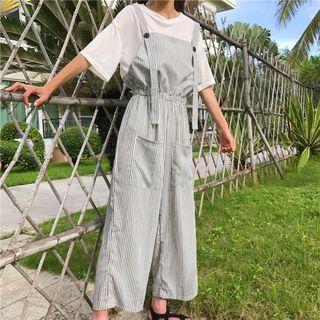 Set: Short-sleeve T-shirt + Pinstripe Dungaree