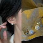 Flower Faux Pearl Rhinestone Earring 1 Pair - 2009a - White - One Size
