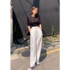 Tab-front Wide-leg Line Pants