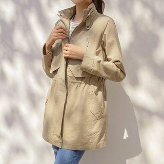 Belted Stand-collar Safari Jacket