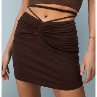 Ruched Drawstring Mini Skirt