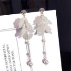 925 Sterling Silver Faux Pearl Petal Dangle Earring 1 Pair - Silver Stud - Gold - One Size