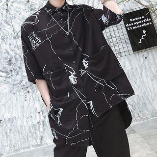 Short-sleeve Asymmetrical Printed Shirt