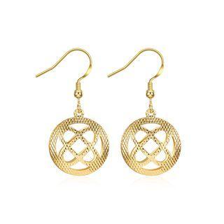 Romantic Elegant Fashion Gold Plated Hollow Out Round Earrings Golden - One Size