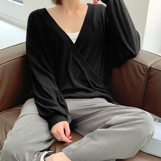 Plus Size Wrap-front Knit Top