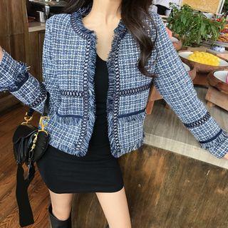 Open-front Fringed-trim Light Jacket