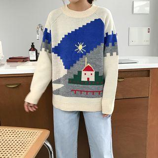 Printed Sweater White - One Size