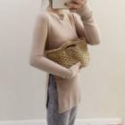Slit-side Long Sleeve Knit Top Light Camel - One Size