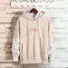 Mock Two-piece Lettering Ripped Hoodie