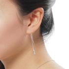 18k/750 White Gold Three-stone Diamond Chain Link Threader Single Earring (0.11cttw)