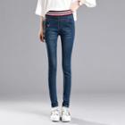 High-waist Striped Trim Skinny Jeans