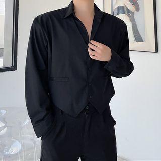 Long-sleeve Mock Two-piece Plain Jacket