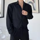 Long-sleeve Mock Two-piece Plain Jacket