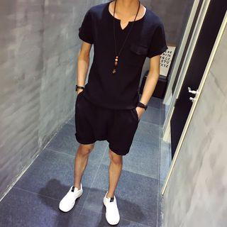 Set: Short-sleeve T-shirt + Drop Crotch Shorts