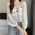 Embroidered Knit Blouse