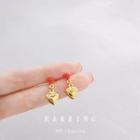 Heart Alloy Dangle Earring 1 Pair - C-443 - Gold - One Size