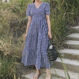 Gingham Long Tiered Dress