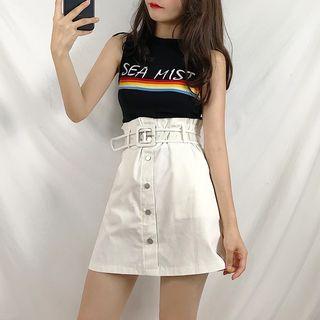 Printed Tank Top / A-line Mini Skirt