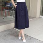 Pintuck Button-detail Long Skirt