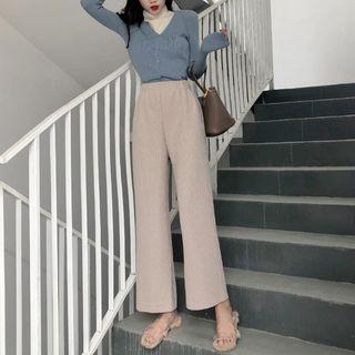 V-neck Cardigan / Cropped Wide-leg Pants