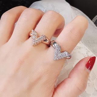 Rhinestone V-shaped Open Ring
