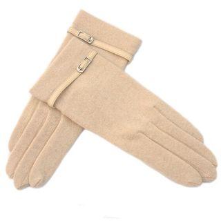 Buckled Woolen Touch Screen Gloves