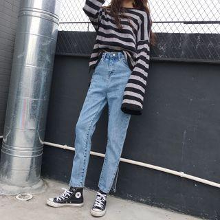 Side Slit High Waist Jeans