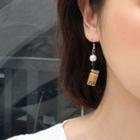 Faux Pearl Miniature Milk Tea Dangle Earring 1 Pair - Light Brown - One Size