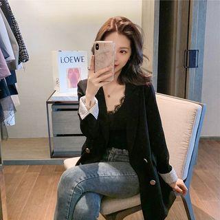 Striped Cuff Double-breasted Blazer