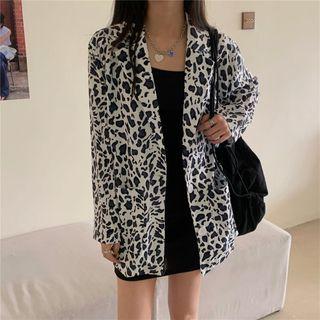 Single Breasted Leopard Print Blazer / Mini Tank Dress