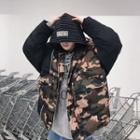 Loose-fit Patchwork Hooded Padded Jacket