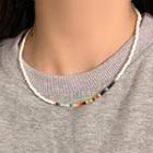 Set Of 2: Bead Necklace Necklace - Set Of 2 - Black & White - One Size