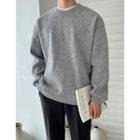 Fleece-lined Plain Knit Sweatshirt