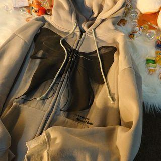 Bow Print Zip-up Hoodie