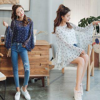 Star Printed Chiffon Top