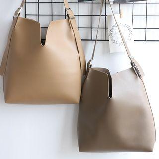 Faux Leather Cutout Bucket Bag