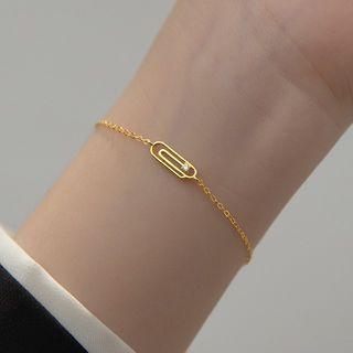 Safety Pin Rhinestone Sterling Silver Bracelet