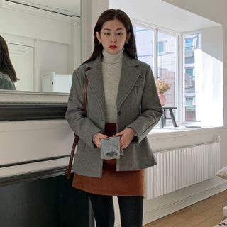 Single-button Woolen Structured Blazer