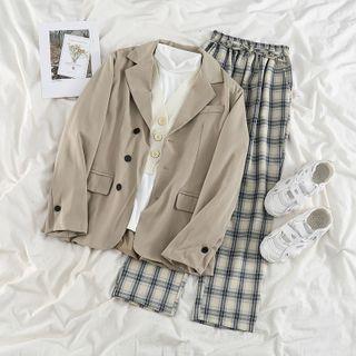 Blazer / Plaid Wide Leg Pants