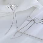 Bow Drop Earring 1 Pair - Earrings - Bow & Tassel - Silver - One Size